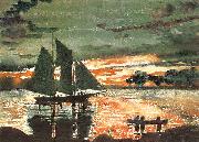 Winslow Homer Sunset Fires Spain oil painting artist